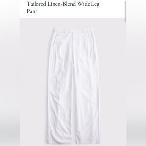 Abercrombie & Fitch Wide Leg Linen Blend Tailored White Pant